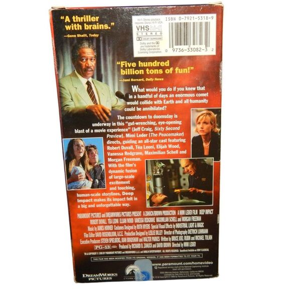 DEEP IMPACT vintage VHS Morgan Freeman Tea Leoni Elijah Wood Robert Duvall - Picture 4 of 7